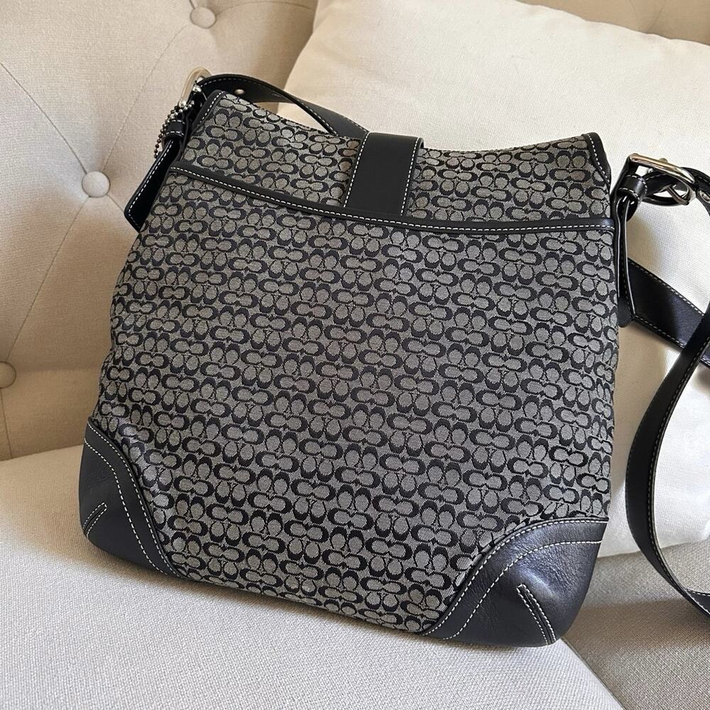 Y2K VTG Coach Black Signature Soho Jacquard Flap Purse Shoulder Bag F3K-6376 - Picture 9 of 12